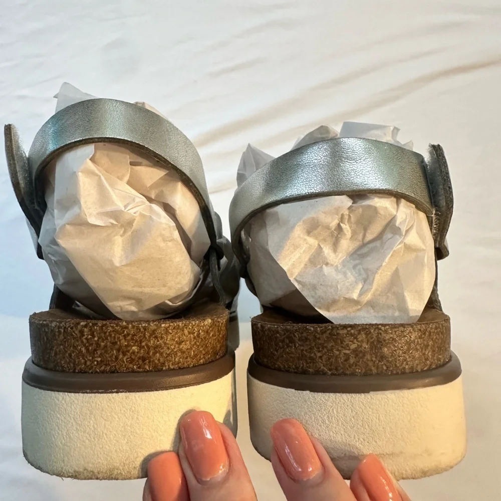 A.N.A. A New Approach Silver Strappy Sandals Lightly Used Size 8